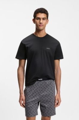 Cotton pyjama set with logo details, Dark Grey