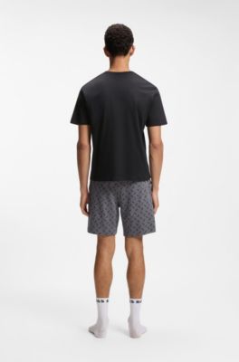 Cotton pyjama set with logo details, Dark Grey