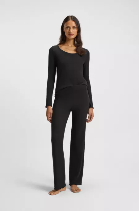 Cotton-blend pyjama top with waffle structure