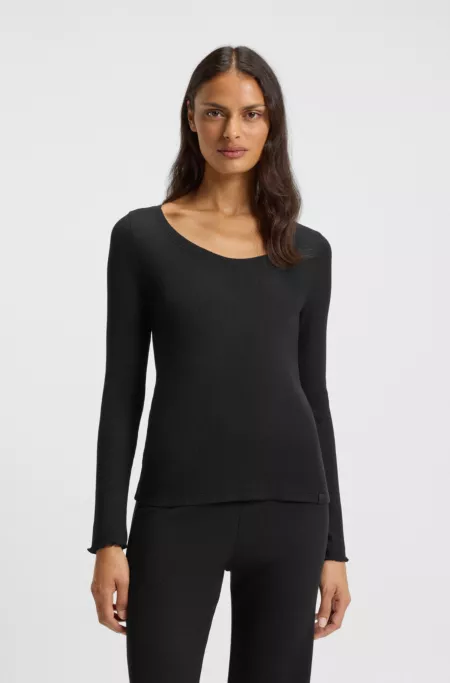 Cotton-blend pyjama top with waffle structure