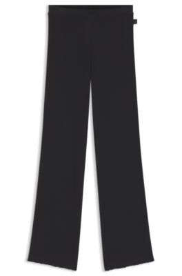 Cotton-blend pyjama bottoms with waffle structure, Black