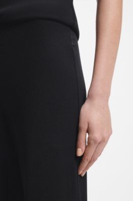 Cotton-blend pyjama bottoms in waffle jersey, Black