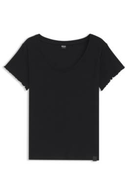 Waffle-structure pyjama T-shirt in a cotton blend 1