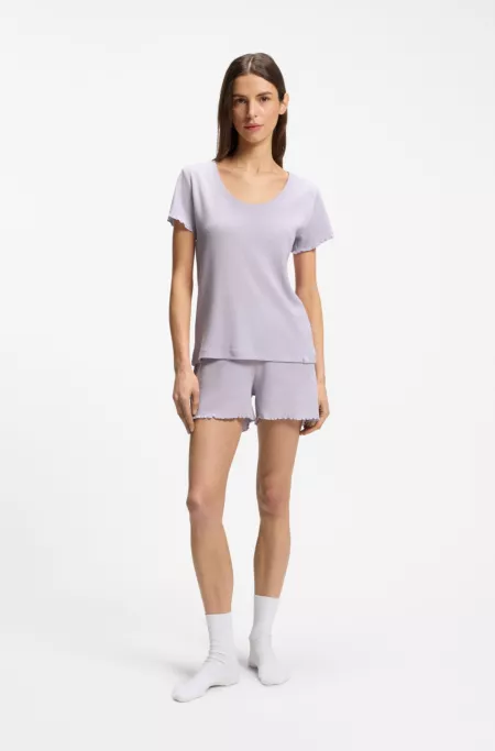 Camiseta de pijama con estructura de rejilla de algodón