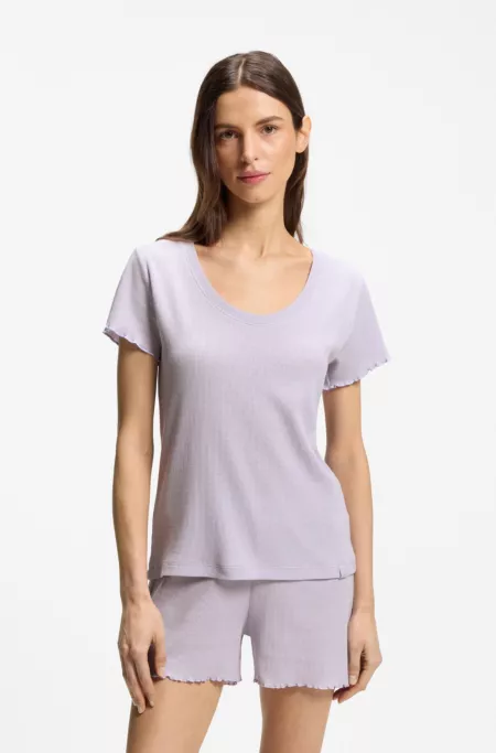 Camiseta de pijama con estructura de rejilla de algodón