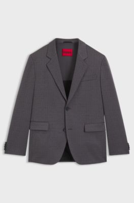 Modern-fit suit jacket in checked stretch fabric, Grey Patterned