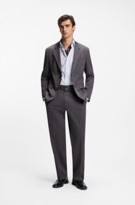 Modern-fit suit jacket in checked stretch fabric, Grey Patterned