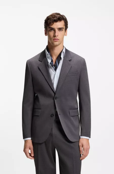 Modern-fit suit jacket in checked stretch fabric