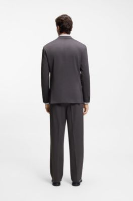 Modern-fit suit jacket in checked stretch fabric, Grey Patterned