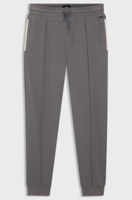Cotton-blend tracksuit bottoms with contrast binding, Dark Grey