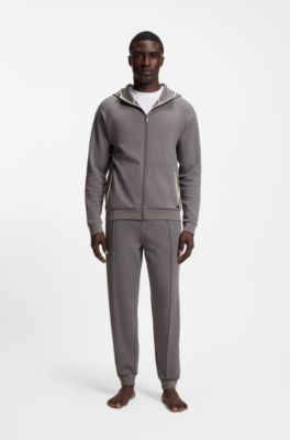 Cotton-blend tracksuit bottoms with contrast binding, Dark Grey