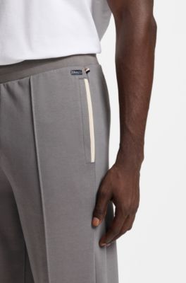 Cotton-blend tracksuit bottoms with contrast binding, Dark Grey