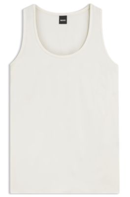 Sleeveless top in stretch silk, White