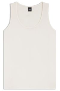 Sleeveless top in stretch silk, White