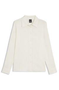 Regular-fit blouse in stretch-silk satin, White