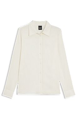 Regular-fit blouse in stretch-silk satin
