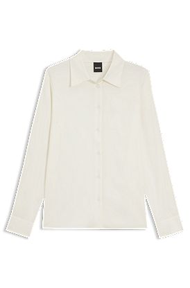 Regular-fit blouse in stretch-silk satin