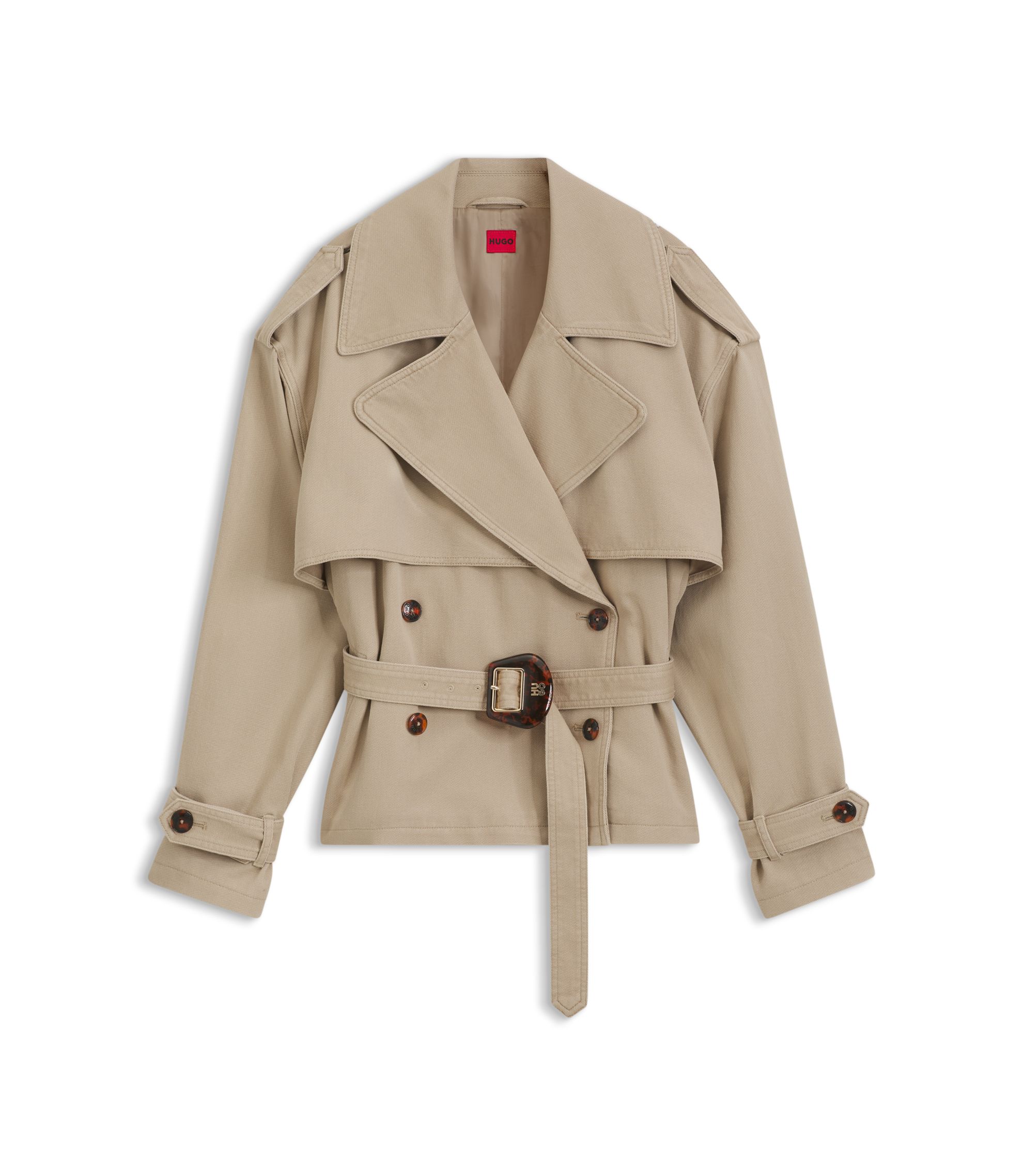 Kurze Trench-Jacke aus Baumwolle und Leinen