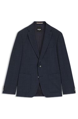 Slim-fit jacket in checked virgin wool