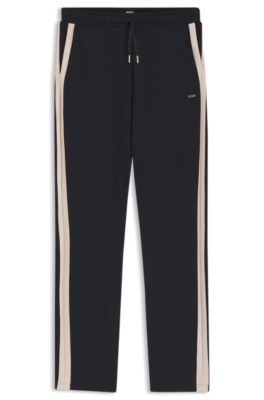 Tapered-fit tracksuit bottoms with contrast inserts, Black