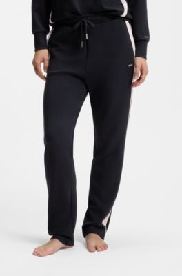 Tapered-fit tracksuit bottoms with contrast inserts, Black