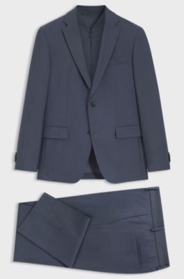 Driedelig slim-fit pak met gilet met rits, Blauw