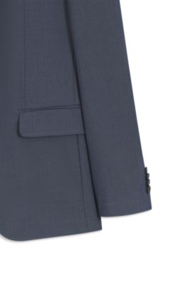 Three-piece slim-fit suit with zip-up waistcoat, Blue