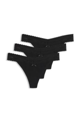 Stretch-cotton briefs with elegant lace trim, Black