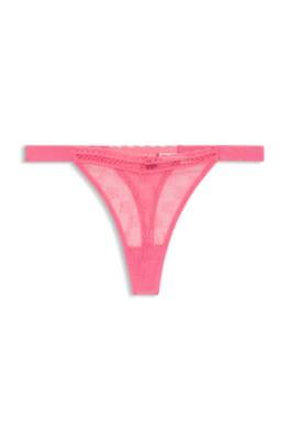 Lace thong with stacked logos 1