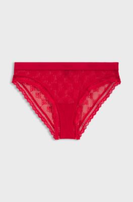 Slip aus Spitze mit Logo-Bund, Rot