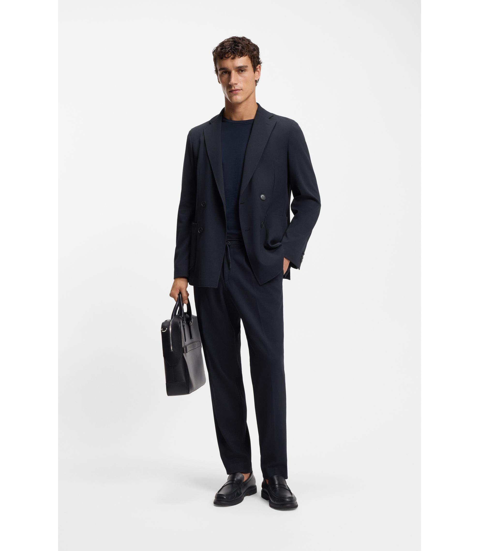 Zweiteiliger Slim-Fit Anzug aus funktionalem Stretch-Gewebe