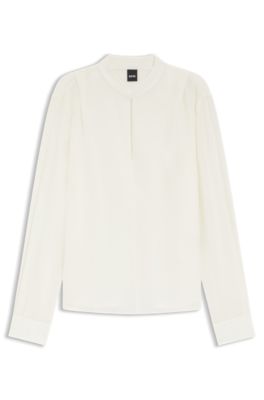 Relaxed-fit blouse van sandwashed zijde, Wit