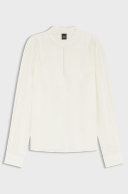 Relaxed-fit blouse in sandwashed silk, Natural
