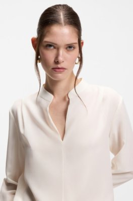 Boss Relaxed-fit blouse in sandwashed silk blusar dam – bild 3