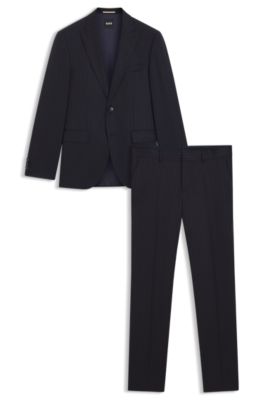Two-piece regular-fit suit in striped virgin wool, Blue stripes