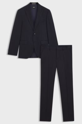 Two-piece regular-fit suit in striped virgin wool, Blue stripes