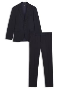 Two-piece regular-fit suit in striped virgin wool, Blue Stripes