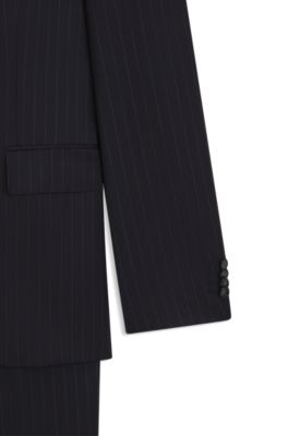 Two-piece regular-fit suit in striped virgin wool, Blue stripes