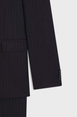 Two-piece regular-fit suit in striped virgin wool, Blue stripes