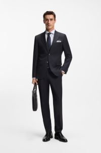 Two-piece regular-fit suit in striped virgin wool, Blue Stripes