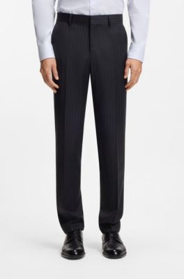 Abito due pezzi regular fit in lana vergine a righe, Righe blu