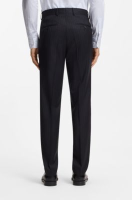Two-piece regular-fit suit in striped virgin wool, Blue Stripes