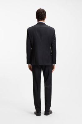 Two-piece regular-fit suit in striped virgin wool, Blue Stripes