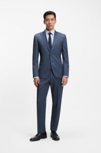 Two-piece regular-fit suit in striped virgin wool, Blue