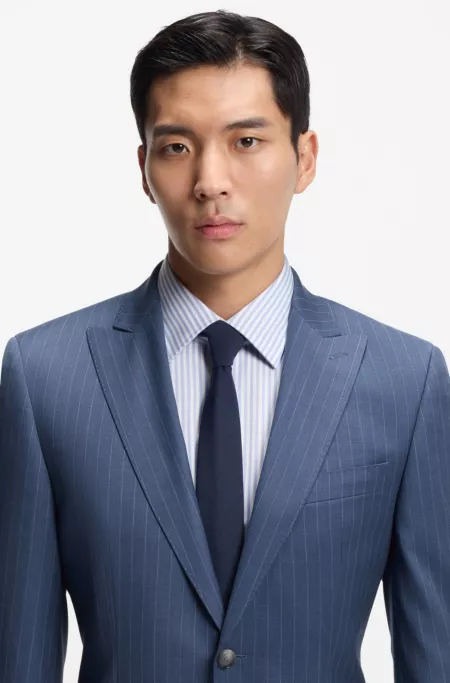 Two-piece regular-fit suit in striped virgin wool