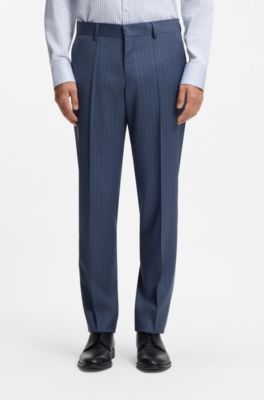 Traje regular fit de dos piezas en lana virgen a rayas, Rayas azul claro