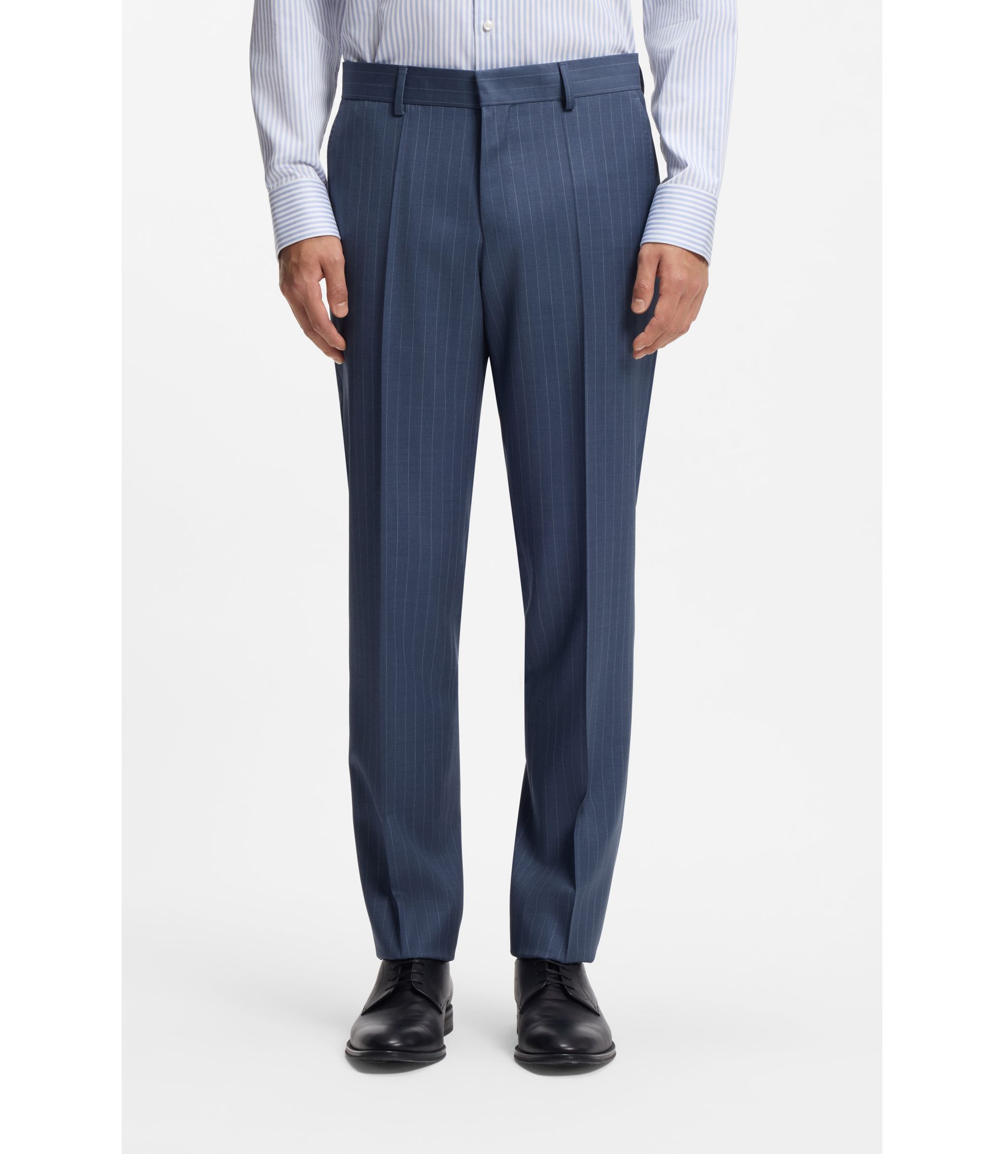 ヒューゴボス●極美品●super100 高級ヴァージンウールストライプスーツ M ヒューゴボス○極美品○super100 高級ヴァージンウールストライプ