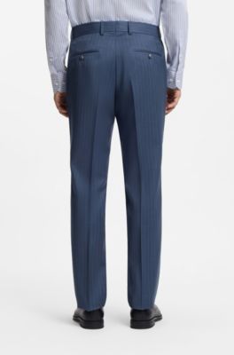 Two-piece regular-fit suit in striped virgin wool, Light Blue stripes