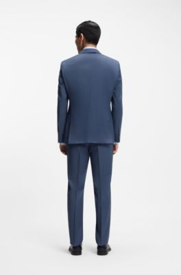 Two-piece regular-fit suit in striped virgin wool, Light Blue stripes