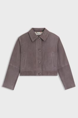 Jacke aus Veloursleder im Trucker-Stil, Flieder